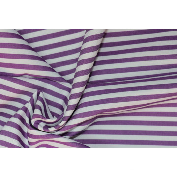 Purple/White Stripes 60 Cotton 40 Polyester Twill Yarn Dyed Fabric